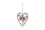 Willow & Silk Hanging 18.5cm Lovebirds In Heart Home Decor Rustic Metal Wall Art