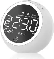 Alarm Clock Radio with Dual Alarms, FM Digital Bedside Clock with Snooze Function, LED Display 4 Bri