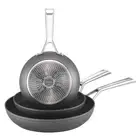NEW Essteele Per Bellezza Open Skillet Set Grey 3pce 20/24/30cm
