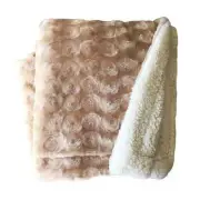 Home Fashion Plush Fleece Sherpa Backed Reversible Beige Throw