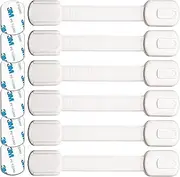 Baby Proofing Safety Cabinet Locks - Child Proof Latches for Dresser Drawer Cupboard Doors Closet Oven Refrigerator Fridge - Adjustable Childproof Straps by Oxlay - White - 6 Pcs