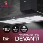 Devanti 900mm Range Hood 90cm Rangehood Kitchen Canopy LED Light Black