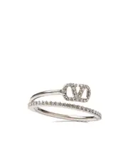Vlogo Signature metal ring with Swarovski crystals br- 18K gold-tone finish br- Height: 0.7 cm / 0.27 in. 11,13,15,17 Palladium gold/crystal silver tone