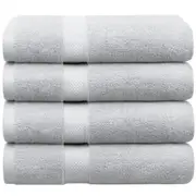 LINENOVA 650GSM 100% Cotton Bath Towels Set- 4 Pack - Silver Grey