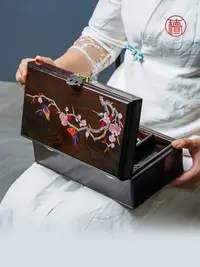 在飛比找松果購物優惠-新古典風木質飾品盒手刻螺鈿工藝大紅酸枝材質多款花色任選 (6