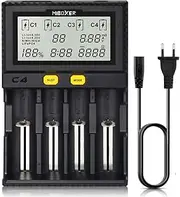COSOOS 18650 Universal Battery Charger with 4 Bays LCD Display Batteries Charger for Li-Ion LiFePO4 NI-MH NI-Cd AA AAA C 18350 18500 18700 20700 21700 21700 2 6650. RCR123