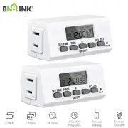 BN-LINK 2 Pack Mini Indoor Easy Set Daily 24-Hour Digital Outlet Timer 2 Prong