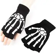 [YUESUO] Simplicity Unisex Halloween Skeleton Gloves for Women Men - Skull Bone Halloween Accessories Glow in The Dark, Sunshine