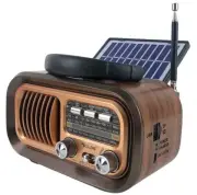 Solar-Powered AM/FM Shortwave Retro Radio With Bluetooth Speaker MP3 USB Player