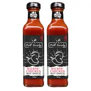 2x 280g Grill Society Kickin Chicken Hot/Chilli/Spicy/Heat Cook Sauce/Condiment