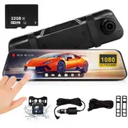 10" 4K Mirror Dash Cam Dual Lens Car DVR Camera Front/Rear Video Recorder +32GB