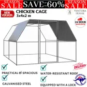 vidaXL Outdoor Chicken Cage Galvanised Steel Hen House Coop Run Habitat 3x4x2 m