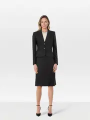 Black Wool Blazer & Skirt Set