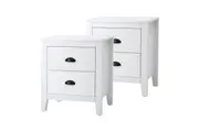 Oikiture 2x Bedside Table 2 Drawers Side Tables White