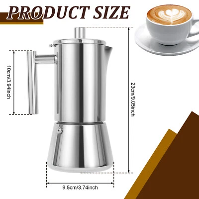 Stovetop Coffee Maker Stainless Steel Stovetop Espresso Maker Air Proof gulbL