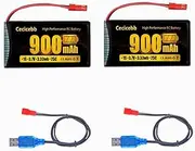 Cecicebb 3.7V Lipo Battery 900mah Rechargeable with JST Plug for MJX Syma Holy Stone Sky Viper RC Quadcopter Drone X56W X400 X400W X300C X400C X800 HS110 HS200 S670 2 Pack RC Batteries
