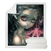 Beautiful Fantasy Painting Dumbo Octopus Mermaid Throw Blanket