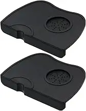 2 PCS Espresso Tamper Mat, Black Coffee Silicone Mat, Silicone Anti-Slip Pad with Corner Edge Tamp Support Station, Espresso Tampering Pad, Coffee Tamp Station, Expresso Tampering Mat for Barista Tool