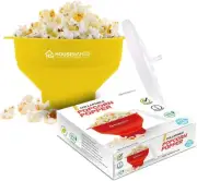 Collapsible Silicone Microwave Popcorn Popper Bowl with Lid Handles Yellow