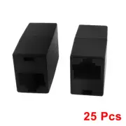 25 Pcs RJ45 8P8C CAT5 Network Cable Connector Extender Coupler Joiner Black