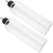 IWOWHERO 2Pcs Color Applicator Bottles with Measurement Marks Reusable Transparent Squeeze Bottles for Hair Dyeing Salon Use Personal Application Capacity
