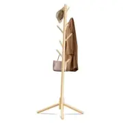 Durable Wooden Coat Rack, Freestanding Coat Rack with Stable Triangular Base,