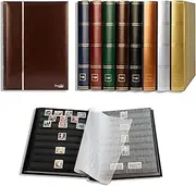 Prophila Collection 64 Black Pages Stamp Album Insert Book Padded Brown Cover
