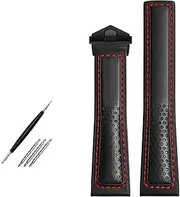 [BANDKIT] Cow Leather Watch Strap 22mm Watchband For tag Heuer Fiyta Tissot Watch Band Red Stitches Genuine Leather Bracelet