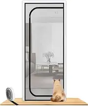 Reinforced Cat Screen Door Fits Door Size 32''x 80'' Black Thickened Anti-Cat Scratch Mesh Door for Living Room Kitchen Bedroom Cat Proof Screen Mesh Gate with Zipper Closure
