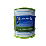 Nemtek 200m White MIX 20mm Electric Fence Poly Tape
