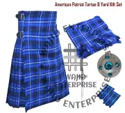 Scottish Traditional 8 Yard American patriot Tartan Kilt for Men's - Custom size
