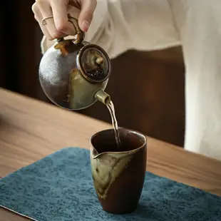手工柴燒家用茶壺日式復古陶瓷泡茶壺窯變粗陶功夫茶具單壺帶過濾