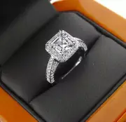 2.25 ct. Asscher Cut Halo Micro Pave Diamond Engagement Ring GIA I, VS1 18k WG