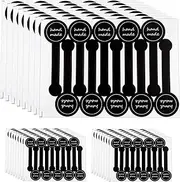 300 Pcs Handmade food baking label stickers - Black Striped Long Label Packaging Lollipop Sealing Labels Tamper-Proof Stickers for Artisan Bakery Craft Art and Other Decorative Labels
