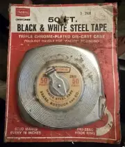 Vintage Sears Craftsman 50 Ft. Black & White Steel Tape in Unopened Package NEW