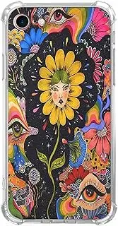 Vesidurt Trippy Psychedelic Flower Case for iPhone 7/8/SE,Hippie Eyes Art Pattern,Unique Soft TPU Bumper Case for iPhone 7/8/SE