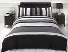 Rapport Striped Quilt Duvet Cover and 2 Pillowcase Bed Set, Cotton and Polyester