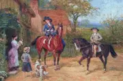 "Choosing a Puppy" Panel Tapestry Gobelin Decorating Fabric 29 x 41"