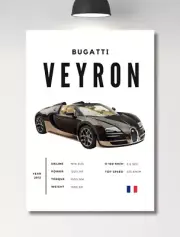 Bugatti Poster Print Veyron Poster Supercar Poster Wall Art Car Photography 1