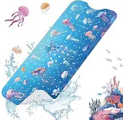 Baby Bath Mat for Tub Non Slip-40 X 16 Inch Extra Long Kids Bathtub Mat Non Slip, Upgrade Bath Tub Shower Mat Anti Slip with Suction Cups & Drain Holes for Bathroom, Machine Washable, Jellyfish