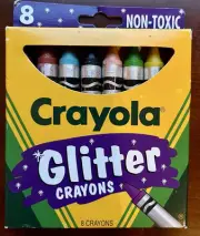 Vintage 1994 Crayola Glitter Crayons 8-Count with Metallic Wrapping NIB