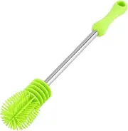 360 ° Kitchen Cleaner Silicone Bottle Brush with Non -Slip Handle for Glassware Hydro Flask Flask Wash (Green)