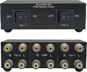 Premium 2 Zone Speaker Selector Switch Box, 2 Way Stereo Audio Speaker Switcher Distribution Box for Multi-Channel High Powered Amp A B Switches -SOLUPEAK SP2