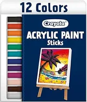 Crayola Acrylic Paint Doodle Sticks (12ct), Acrylic Paint Marker Set, Quick Dry, Multi-Surface, Less Mess Kids Paints, Ages 4+