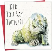 Twizler New Baby Twins Card - Polar Bear - Funny New Baby Twin Boy or Girl Card - Congratulations Newborn