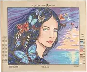 RTO Portrait With Butterflies D'Art Needlepoint Printed Tapestry Canvas, 60 x 50cm