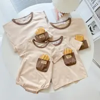 在飛比找ETMall東森購物網優惠-夏季立體薯條嬰兒拼色短袖親子裝