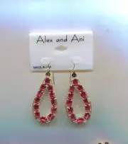 ALEX & ANI ORANGE RED prong set earrings rare