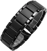 [BANDKIT] Ceramics Watchband For Armani AR1451 AR1452 AR1400 AR1410 Watch Strap With Stainless Steel Butterfly Clasp 22 24mm Watchbands