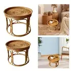 Rattan Side Table Decorative Coffee Table Ornament Design Tray Round End Table